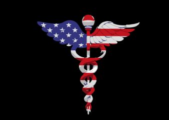 Nurse caduceus american flag t-shirt design png