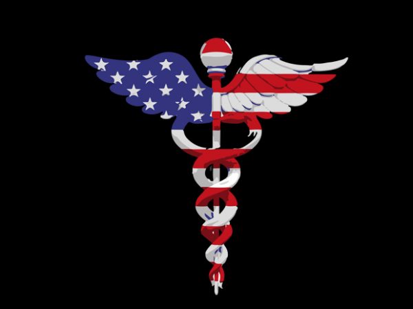 Nurse caduceus american flag t-shirt design png