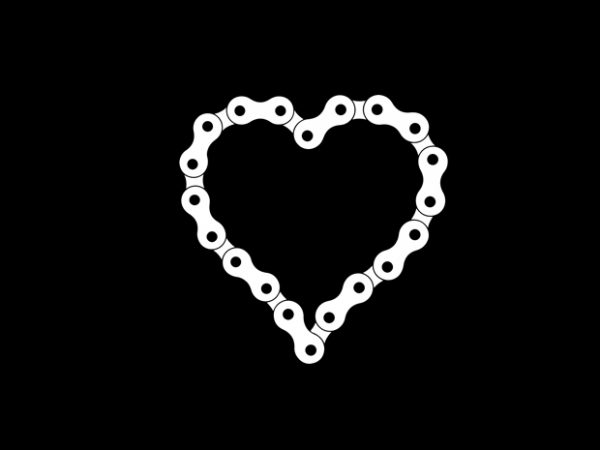 Heart bike bicycle chain t shirt design for purchase