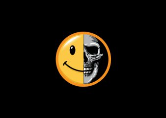 Emoticon Smile and Skull Vector t-shirt design