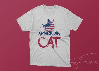 American Cat T shirt Design
