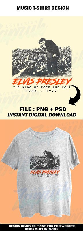 Music Series – Evlis Presley moment the king of rock and roll print ready t shirt design