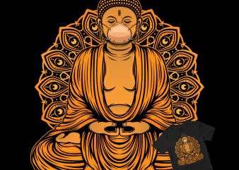 Buddha statue with a mask buy t shirt design for commercial use