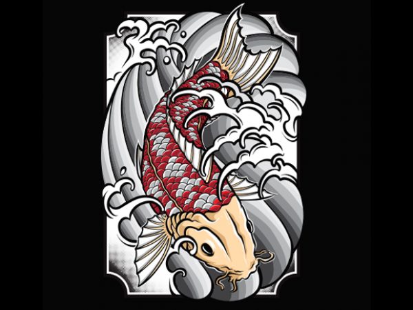 Koi fish tattoo graphic t-shirt design