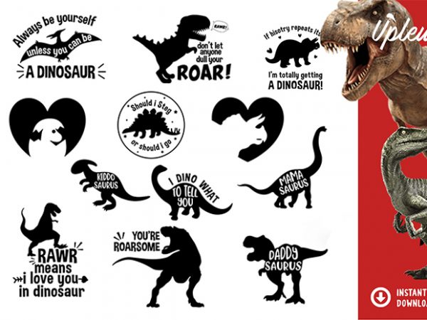 Dinosaur bundle svg – commercial use t shirt vector illustration