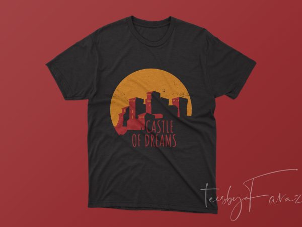 Cartoon castle of dreams graphic t-shirt design
