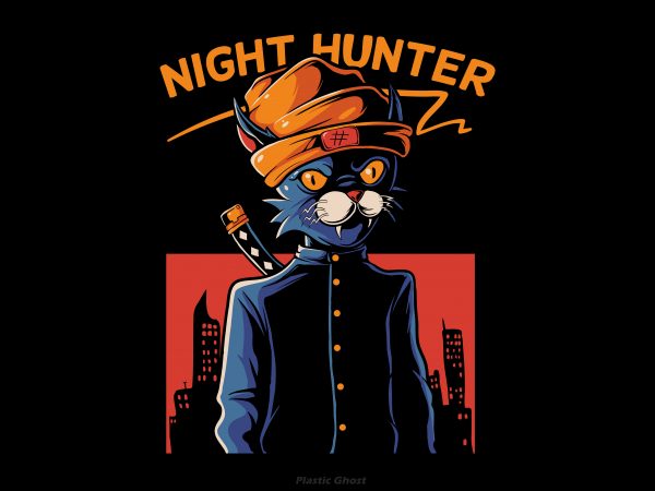 Night hunter t shirt design for sale