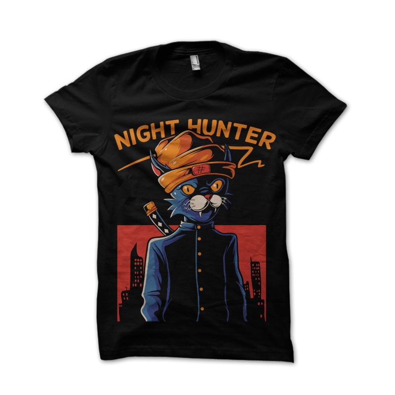 Night hunter t shirt design for sale