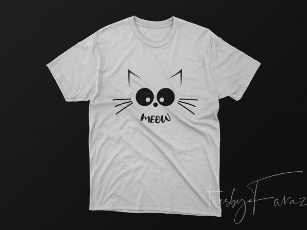 Meow cat fun cartoonish t shirt design