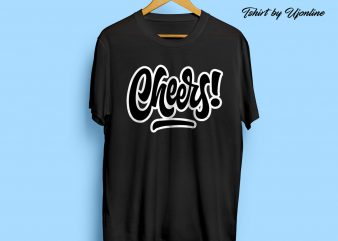 Cheers Typography t shirt design template