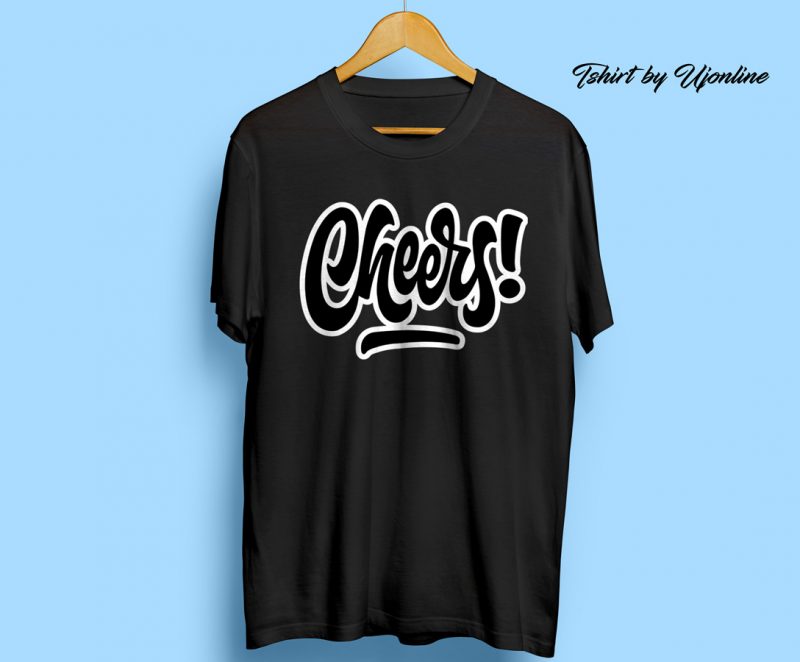 Cheers Typography t shirt design template