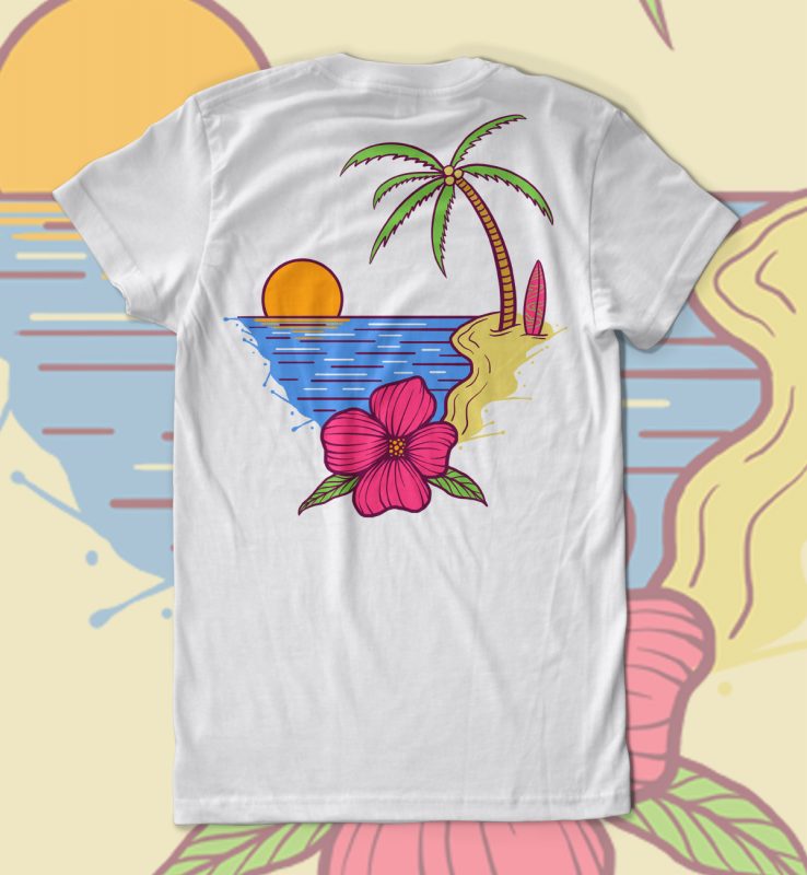 chill in beach illustration t-shirt design