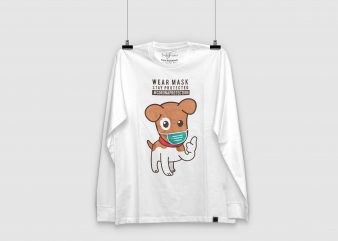 Dog wearing mask | corona | protections | t shirt design