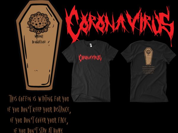 Corona virus death metal shirt design png