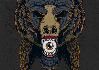 brown bear illustration t-shirt design