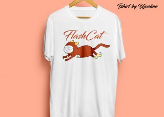 Cute Flash Cat Graphic Design commercial use t-shirt design