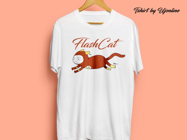 Cute flash cat graphic design commercial use t-shirt design