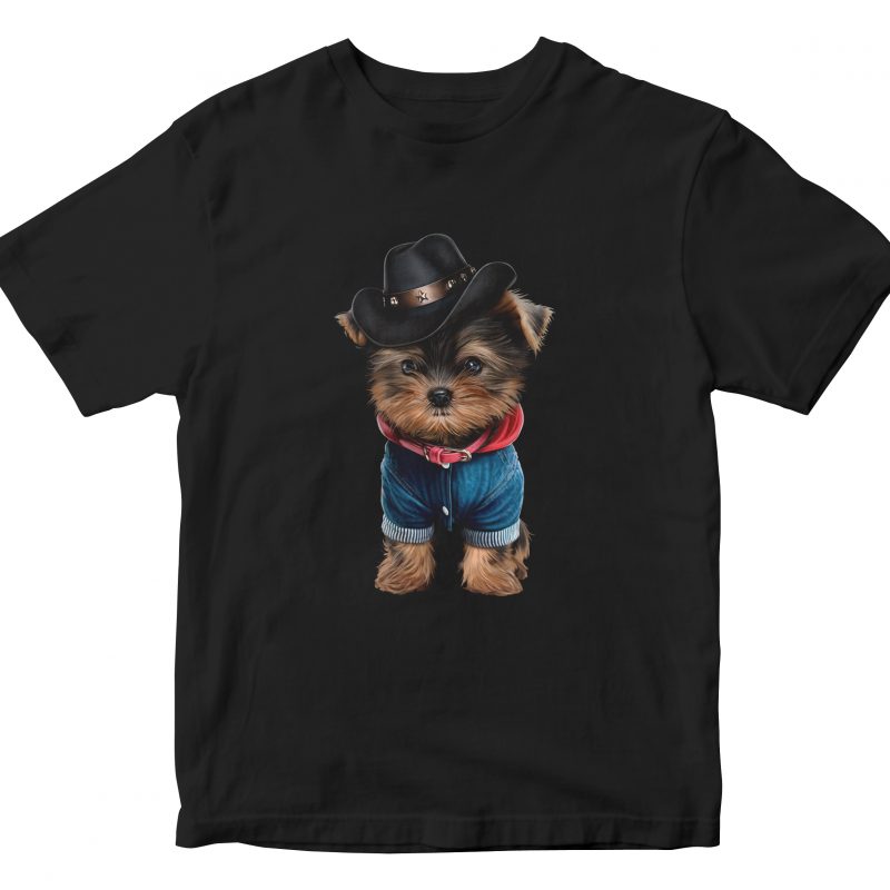 cute pug cowboy hats t shirt design for download