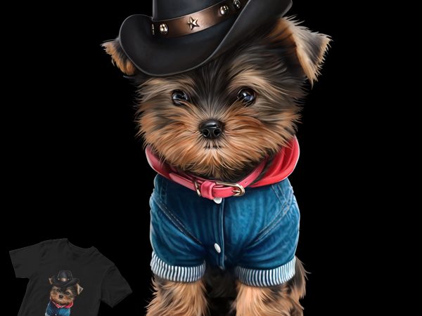 Cute pug cowboy hats t shirt design for download