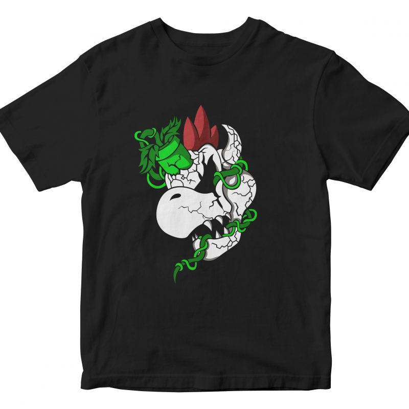 dinosaurus skull flower ready made tshirt design