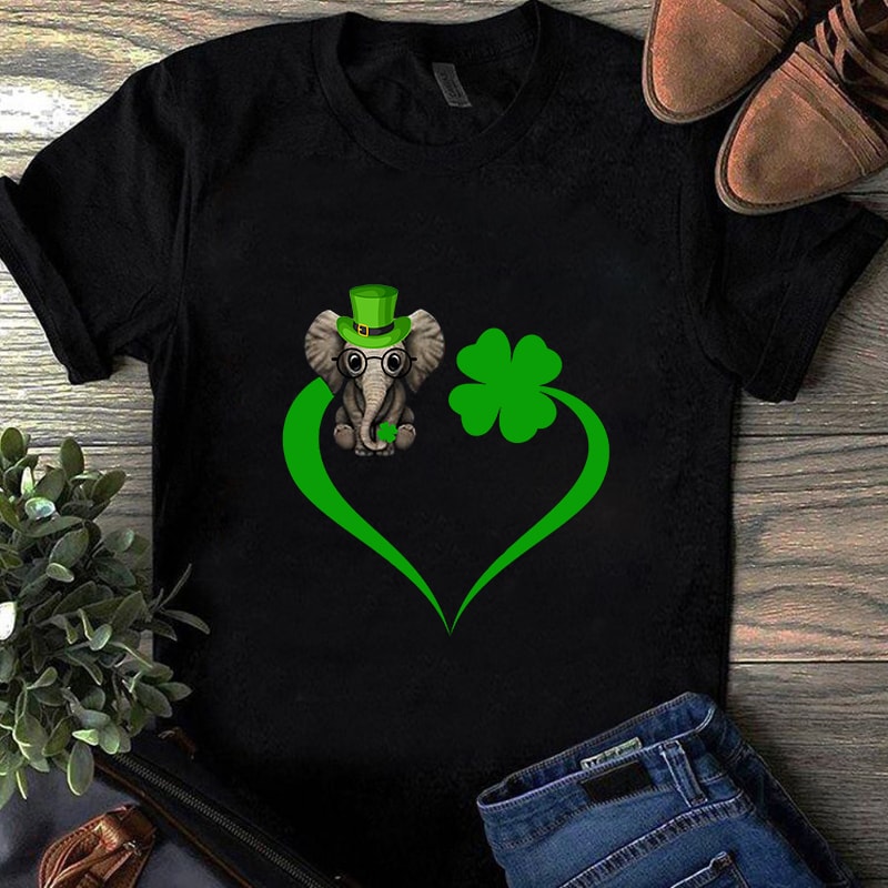 Elephant St.patricks' day, Irish Flag Happy St. Patrick's Day, horseshoe gold, holiday, funny, The mythical pot of gold, leprechaun hat EPS SVG PNG DXF digital