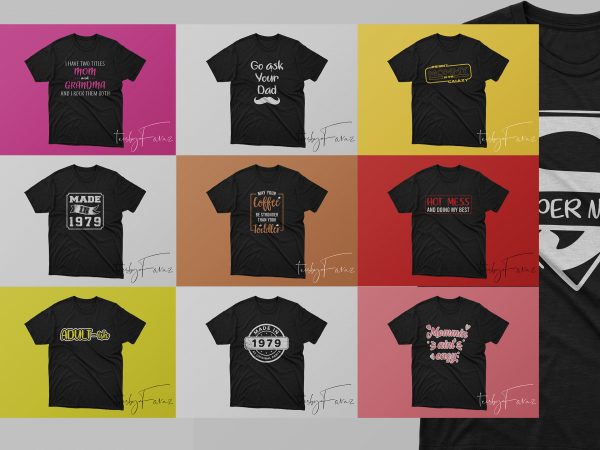 Pack of 10 mom t shirt designs | best bundle | package | pack of 10 designs