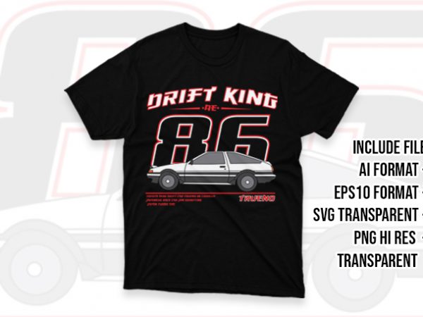 Toyota ae86 drift car trueno 86 corolla japanese race car jdm drinfting japan turbo trd graphic t-shirt design