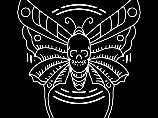 Butterfly skull tshirt design