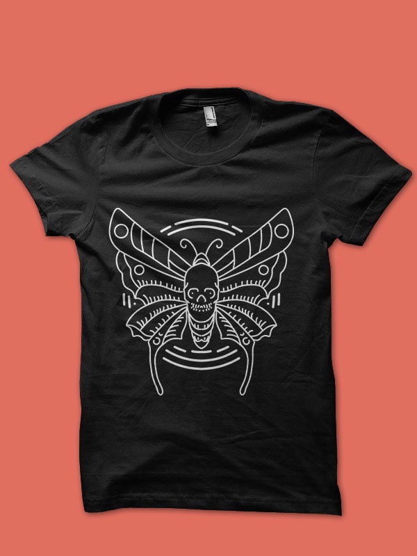 butterfly skull tshirt design