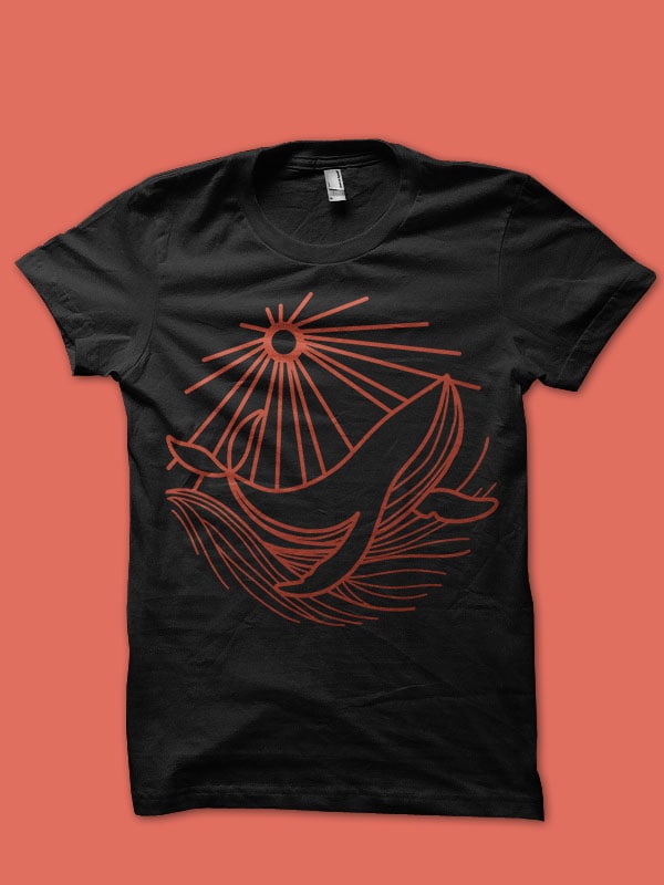 flying great whale tshirt design