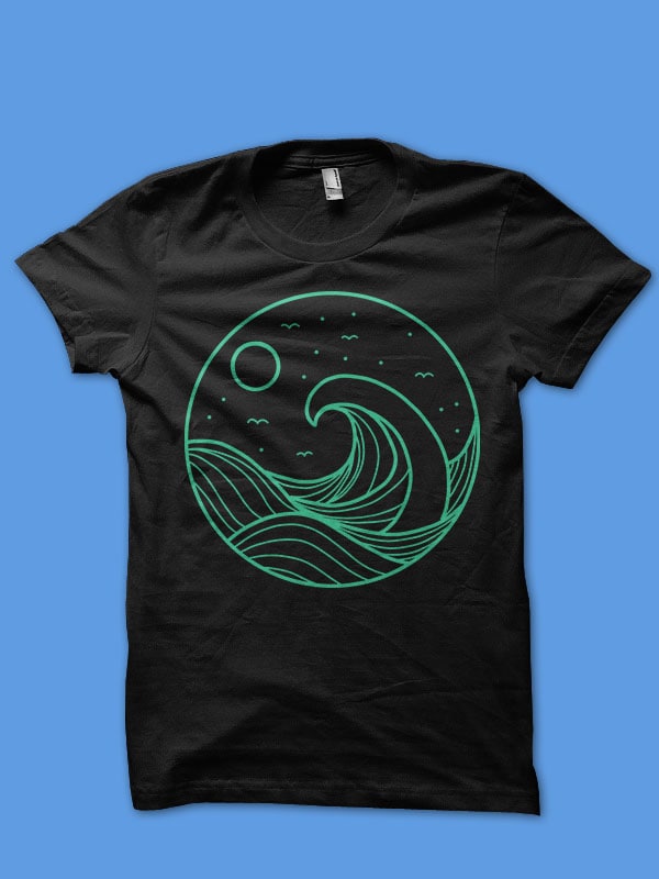 green wave tshirt design