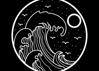 huge wave tshirt design