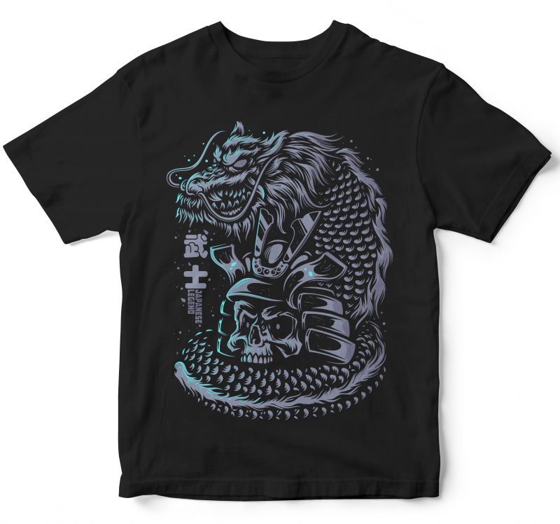 Japanese samurai dragon shirt design png