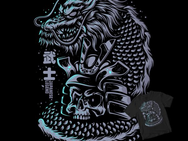 Japanese samurai dragon shirt design png