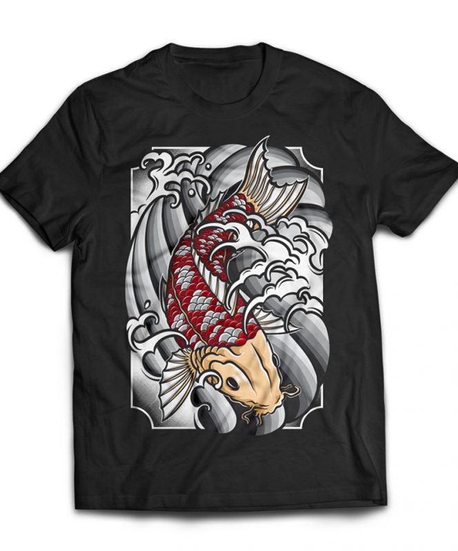 Koi Fish Tattoo graphic t-shirt design