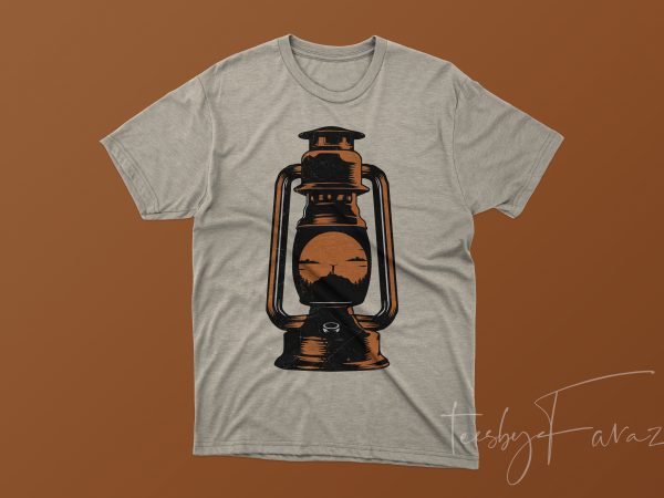 Lantern travel adventure concept t shirt design for sale