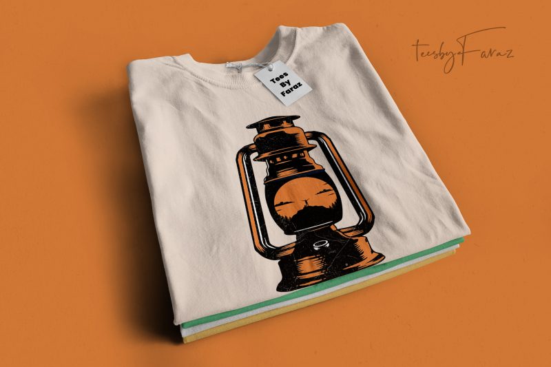 Lantern travel adventure concept t shirt design for sale