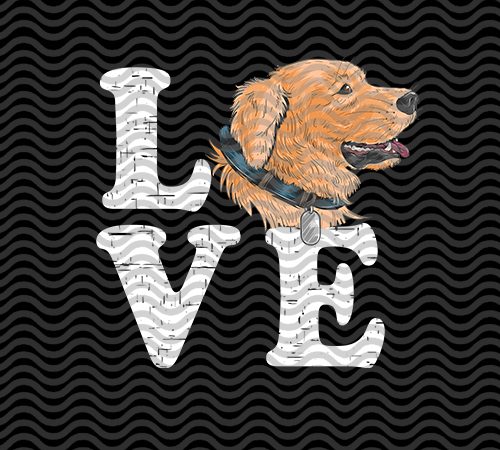 Love dog golden, dog lover, cute, eps, svg, dxf, png digital download t-shirt design png