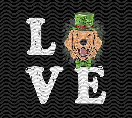 Love dog golden retriever, happy st.patrick’s day, dog, pet lover eps svg png dxf digital download buy t shirt design