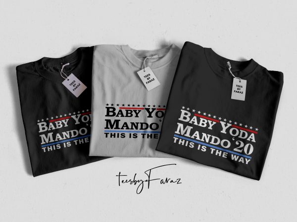 Baby yoda mando 20 t-shirt design for sale
