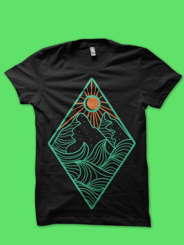 mountain and sea tshirt design