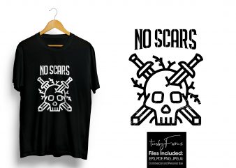 No Scars | Tattoo | Skull Art | T Shirt Design for sale