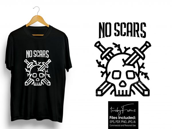 No scars | tattoo | skull art | t shirt design for sale