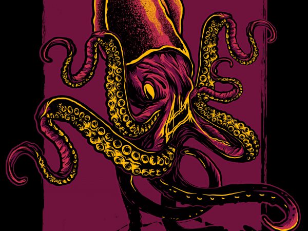 Octopus t-shirt design for commercial use