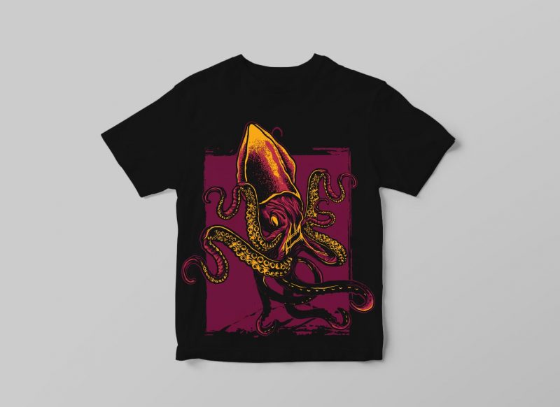 Octopus t-shirt design for commercial use