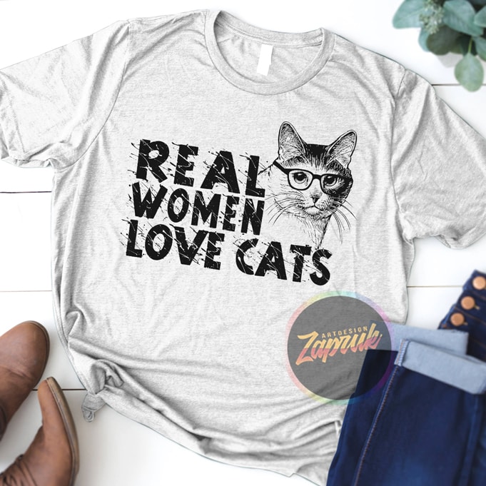 Funny Real Women Love Cats t shirt design to buy