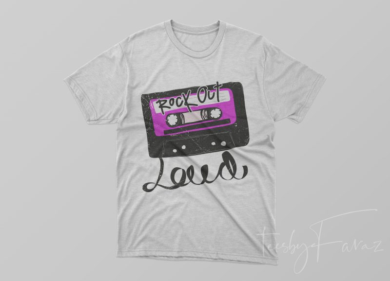 Rock Out Loud Music Theme T Shirt Design