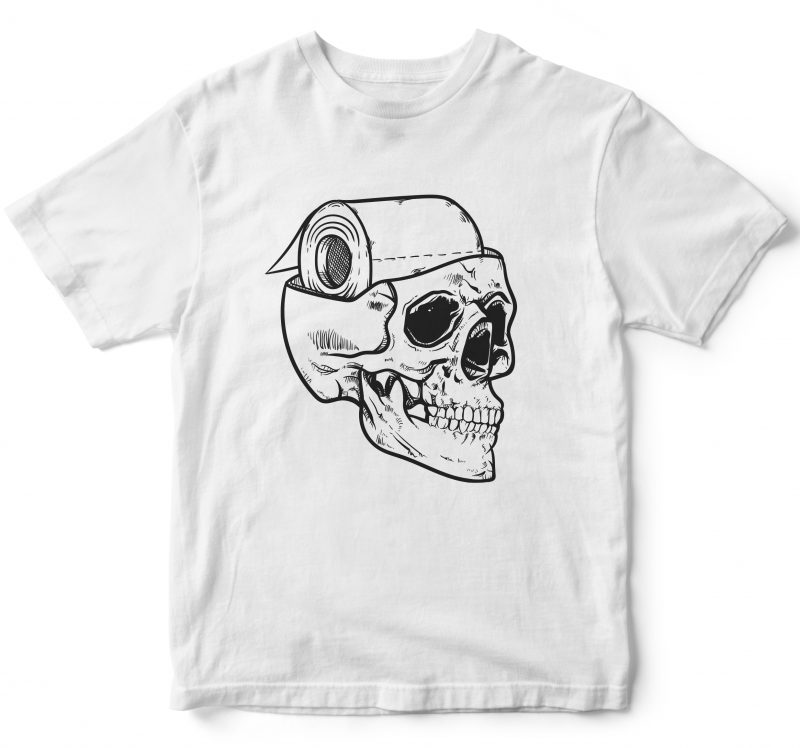 skull head toilet paper brain t shirt design to buy