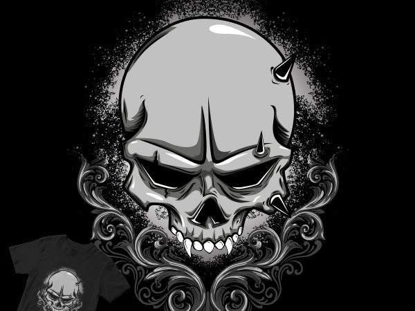 Skull abstract engraving t shirt design to buy