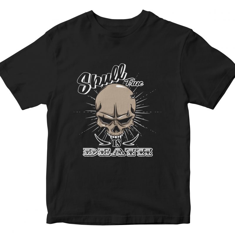 true skull is death graphic t-shirt design